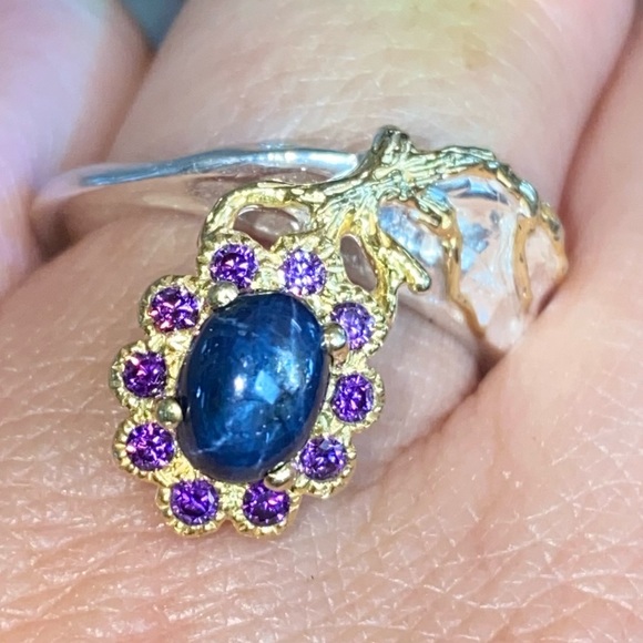Classy Genuine Blue Star Sapphire Ring - Picture 7 of 11